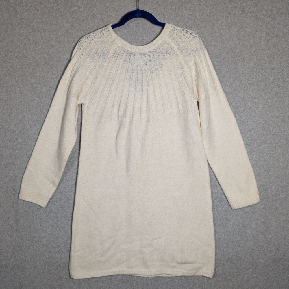 Blue‎ Rain Sweater Dress Womens L White Ribbon Back Knit Minimalist Soft Girl